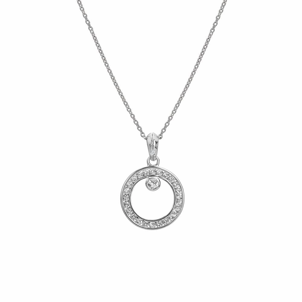 Hot Diamonds Sterling Silver White Topaz Orbit Necklace