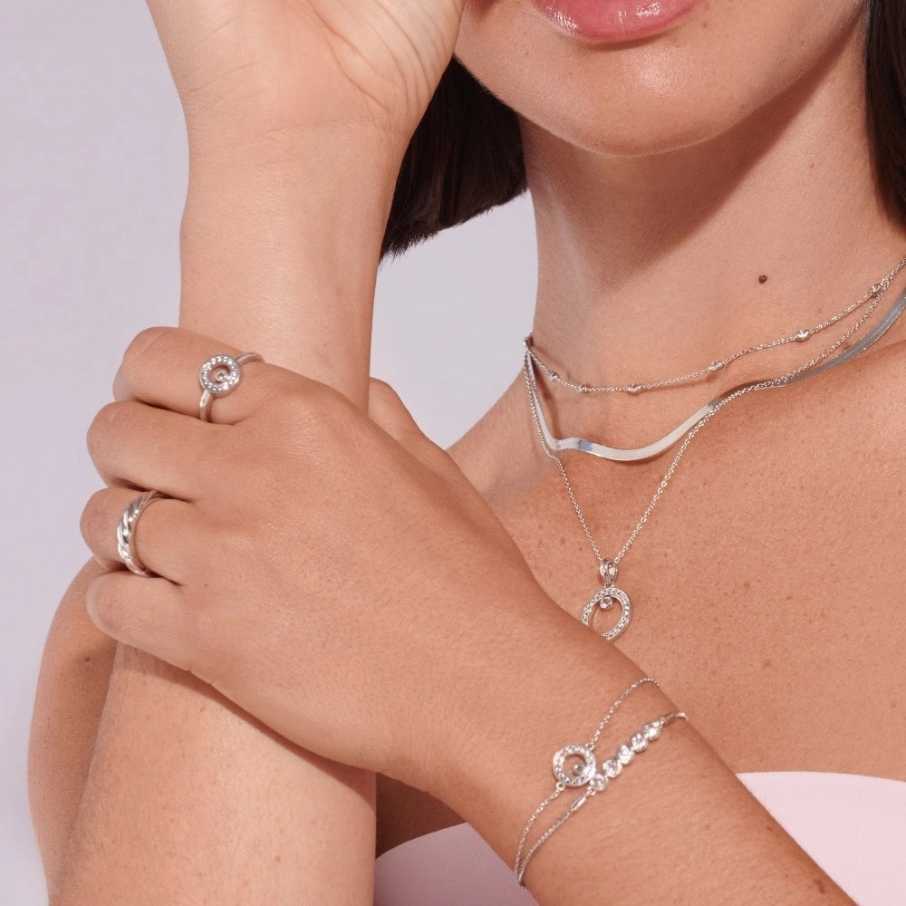 Hot Diamonds Sterling Silver White Topaz Orbit Necklace