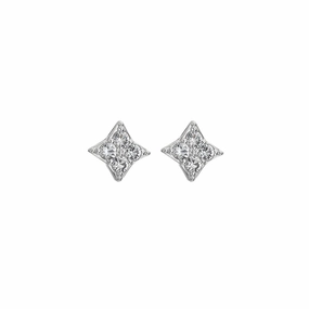 Hot Diamonds Sterling Silver White Topaz Squared Triangle Earrings