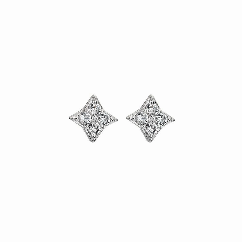 Hot Diamonds Sterling Silver White Topaz Squared Triangle Earrings