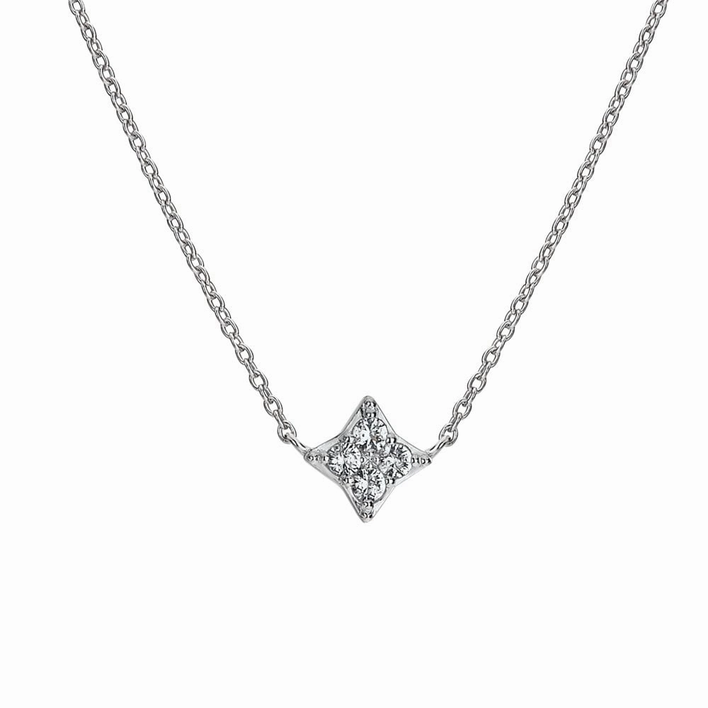 Hot Diamonds Sterling Silver White Topaz Squared Triangle Necklace