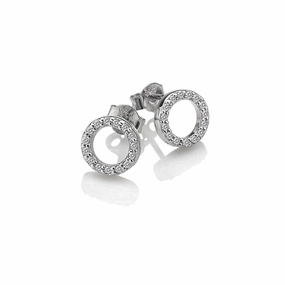 Hot Diamonds Sterling Silver White Topaz Striking Circle Earrings