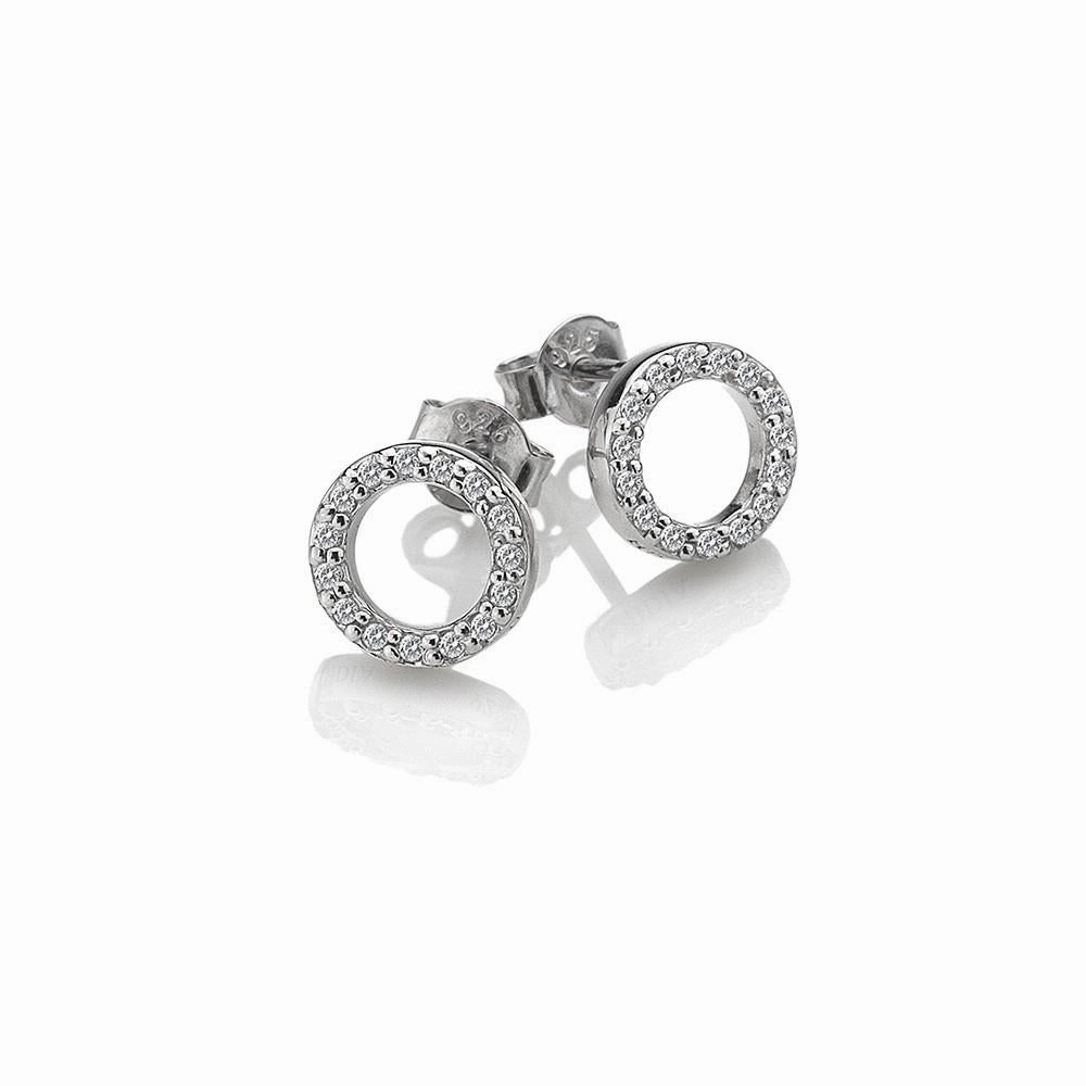 Hot Diamonds Sterling Silver White Topaz Striking Circle Earrings