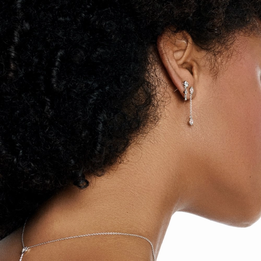 Hot Diamonds Sterling Silver White Topaz Tender Waterfall Marquise Drop Earrings