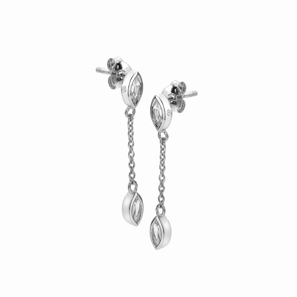 Hot Diamonds Sterling Silver White Topaz Tender Waterfall Marquise Drop Earrings