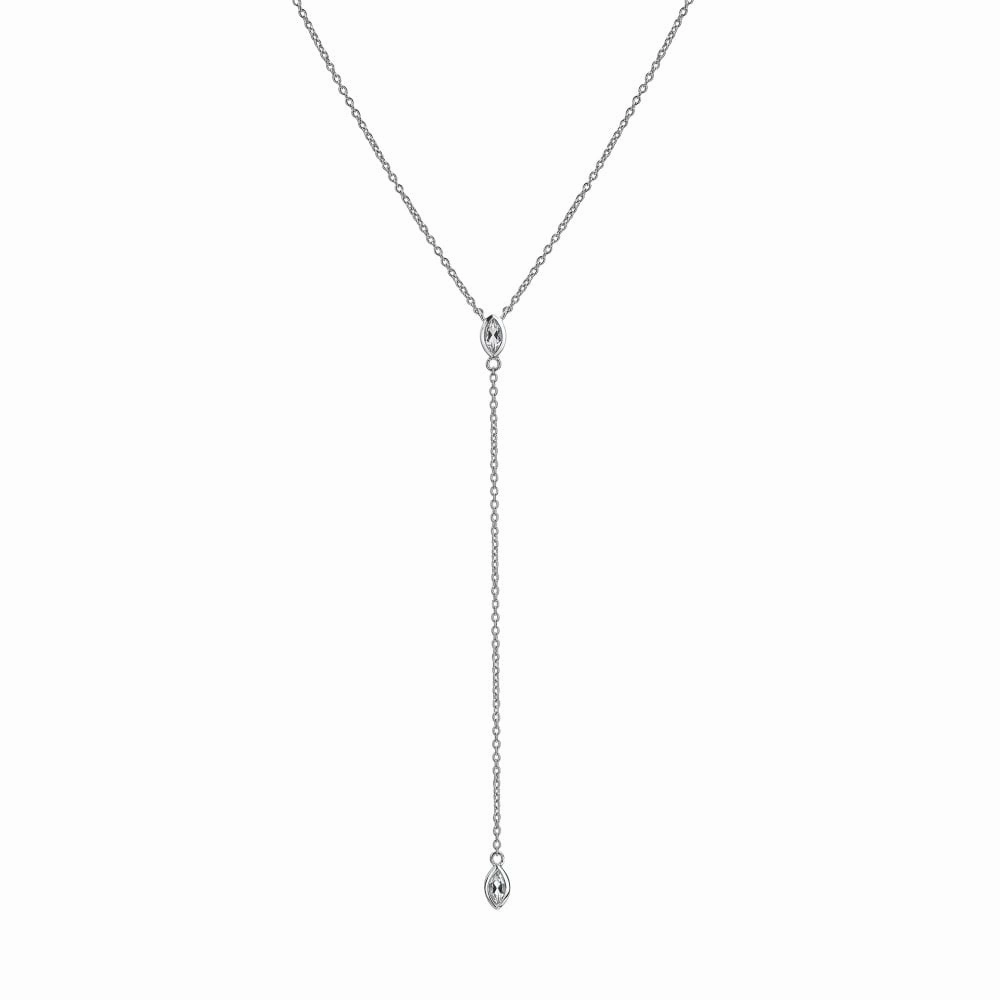 Hot Diamonds Sterling Silver White Topaz Tender Waterfall Marquise Necklace