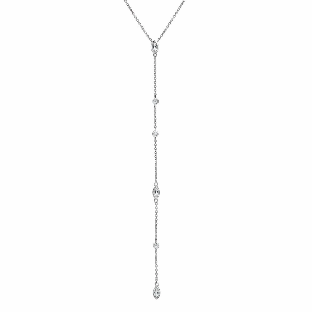 Hot Diamonds Sterling Silver White Topaz Tender Waterfall Marquise Statement Necklace D