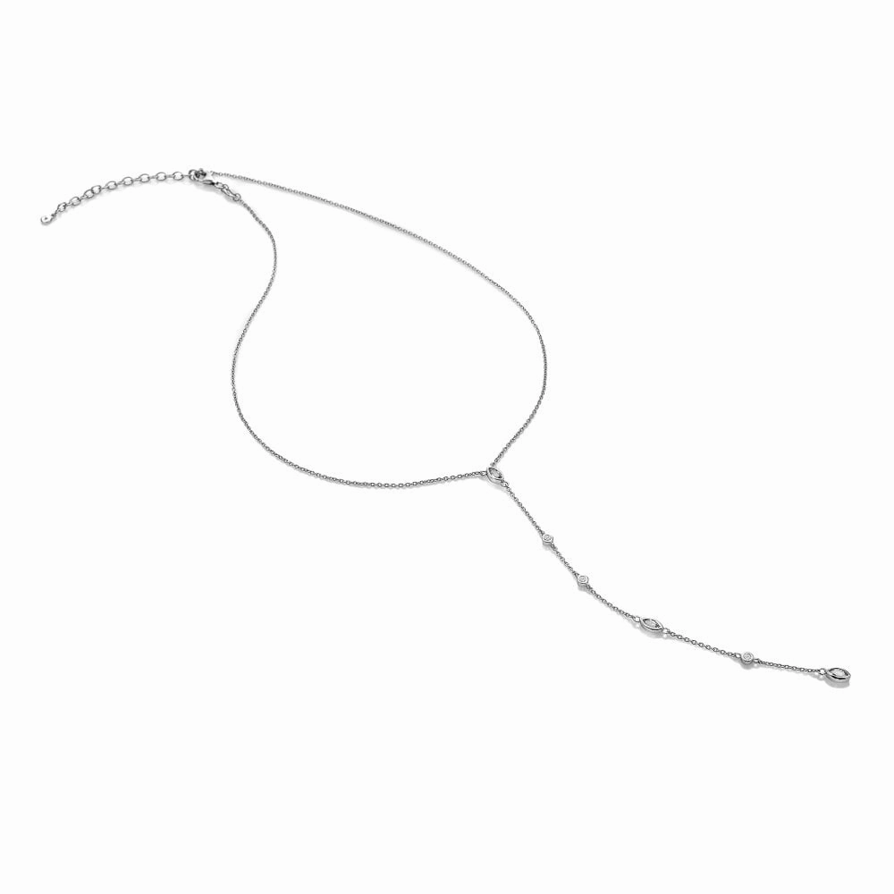Hot Diamonds Sterling Silver White Topaz Tender Waterfall Marquise Statement Necklace D