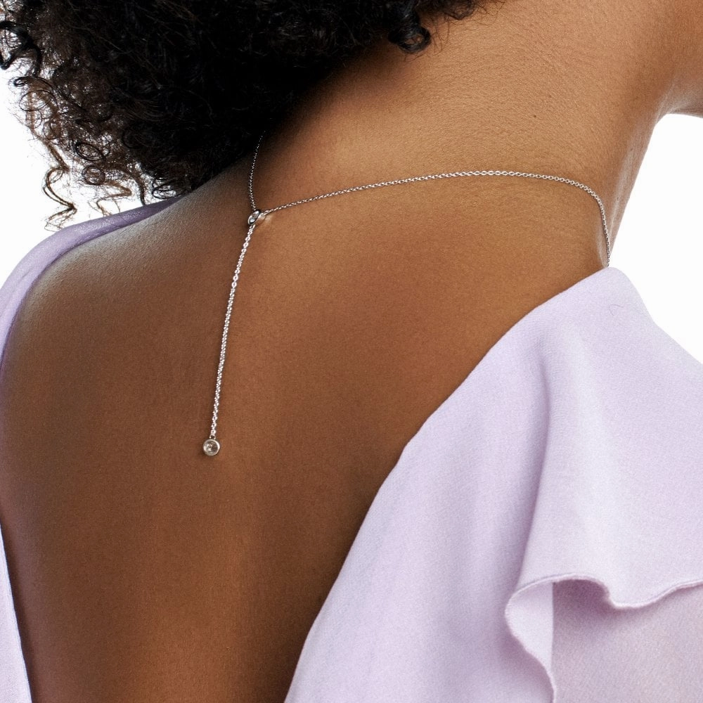 Hot Diamonds Sterling Silver White Topaz Tender Waterfall Necklace