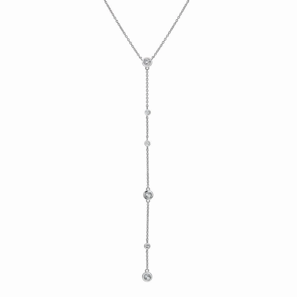 Hot Diamonds Sterling Silver White Topaz Tender Waterfall Statement Necklace