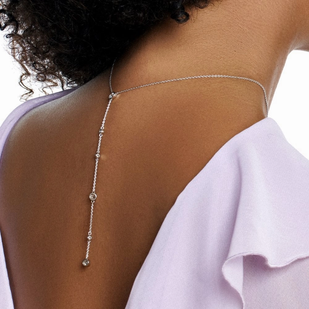 Hot Diamonds Sterling Silver White Topaz Tender Waterfall Statement Necklace