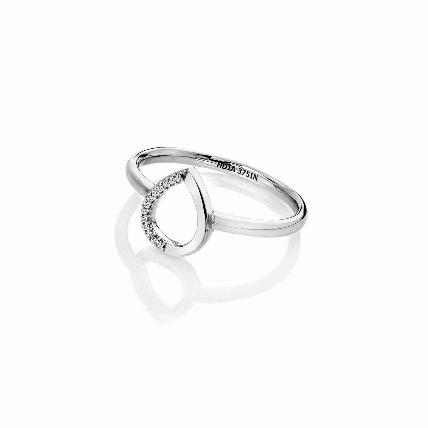 Hot Diamonds Teardrop 9ct White Gold Ring D