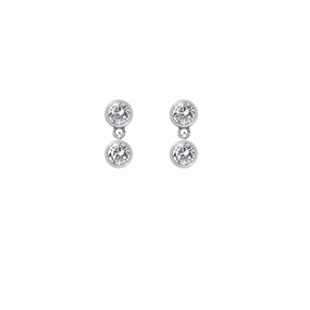 Hot Diamonds Tender Sterling Silver Double Drop White Topaz Stud Earrings