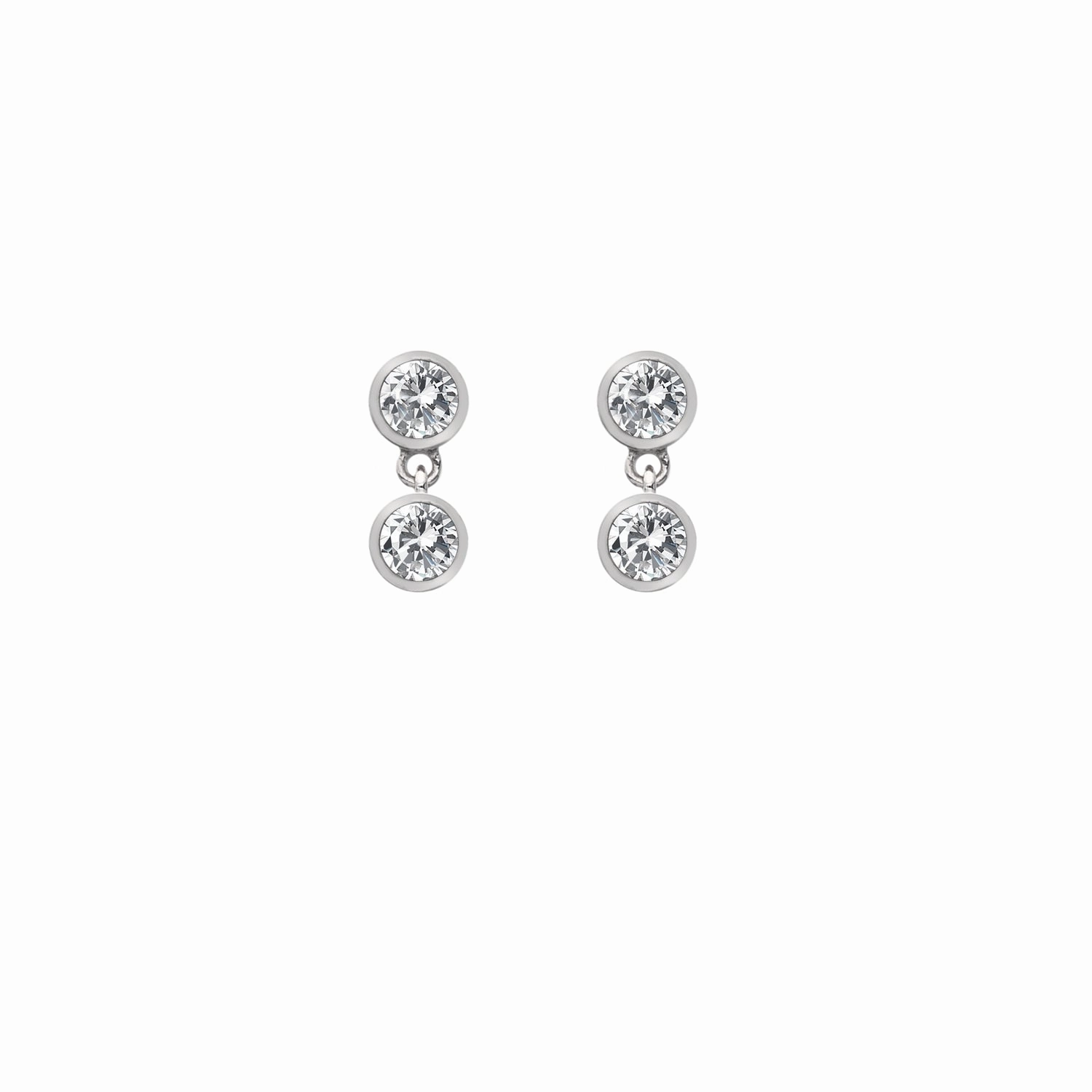 Hot Diamonds Tender Sterling Silver Double Drop White Topaz Stud Earrings