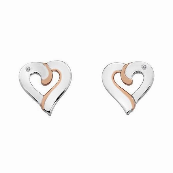 Hot Diamonds Together Sterling Silver Rose Gold Diamond Earrings