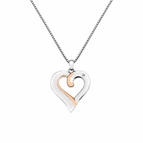 Hot Diamonds Together Sterling Silver Rose Gold Necklace D