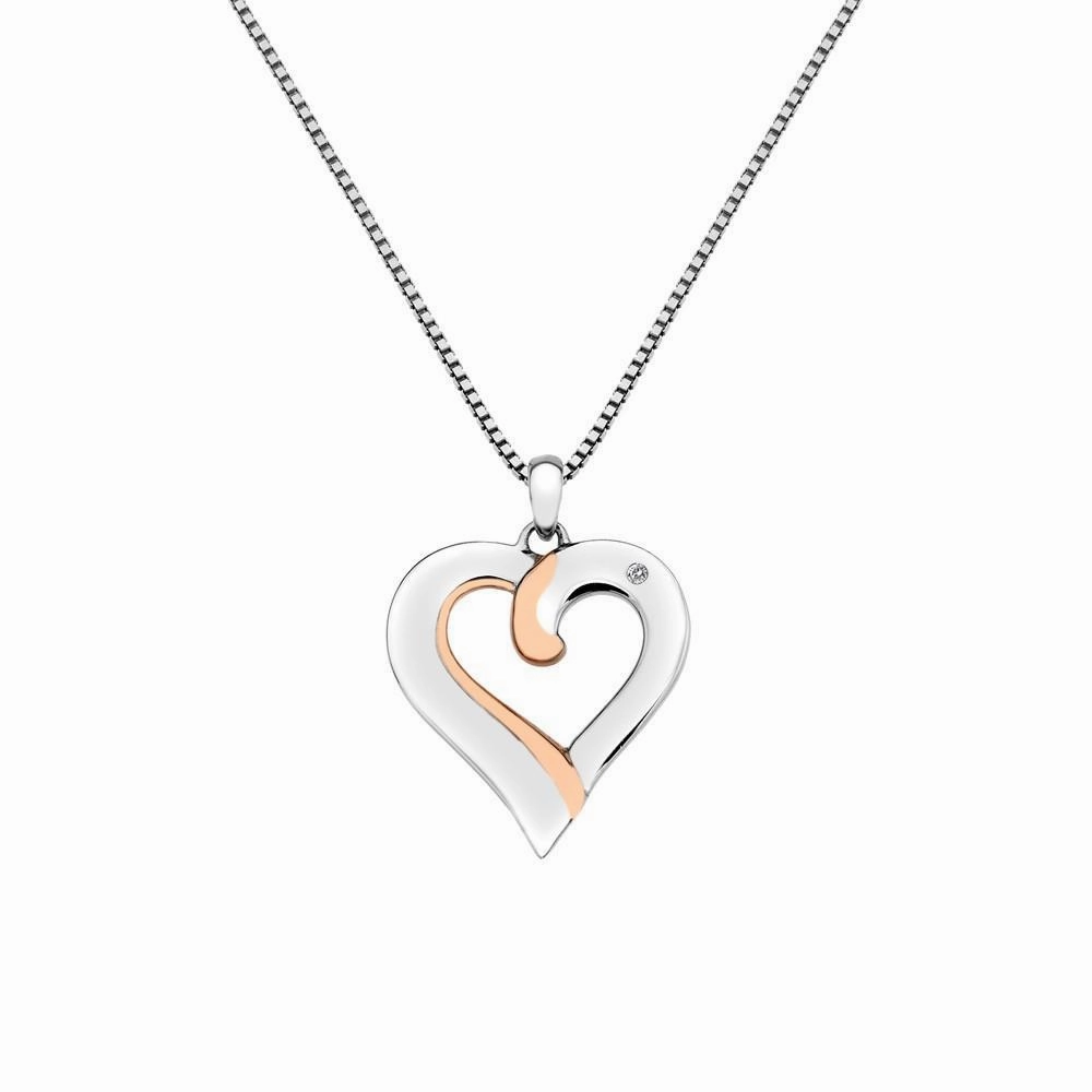 Hot Diamonds Together Sterling Silver Rose Gold Necklace D