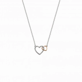 Hot Diamonds Togetherness Sterling Silver Rose Gold Plated Heart Necklace
