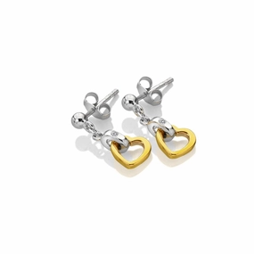 Hot Diamonds Trio Heart Yellow Gold Plated Sterling Silver Drop Earrings