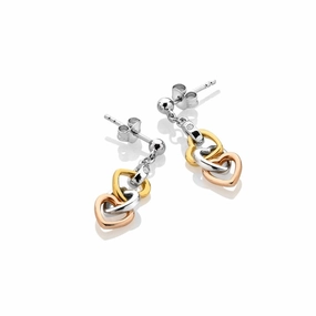 Hot Diamonds Trio Triple Heart Gold Plated Sterling Silver Drop Earrings