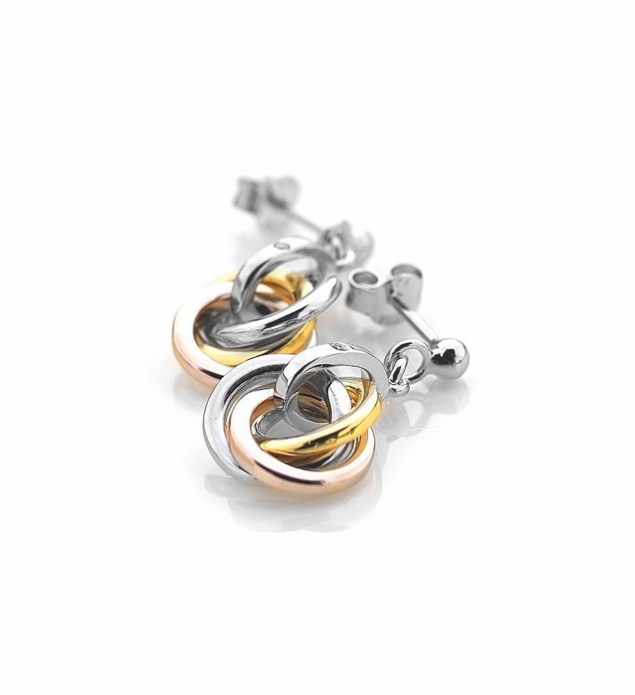 Hot Diamonds Trio Yellow and Rose Gold Plated Earrings