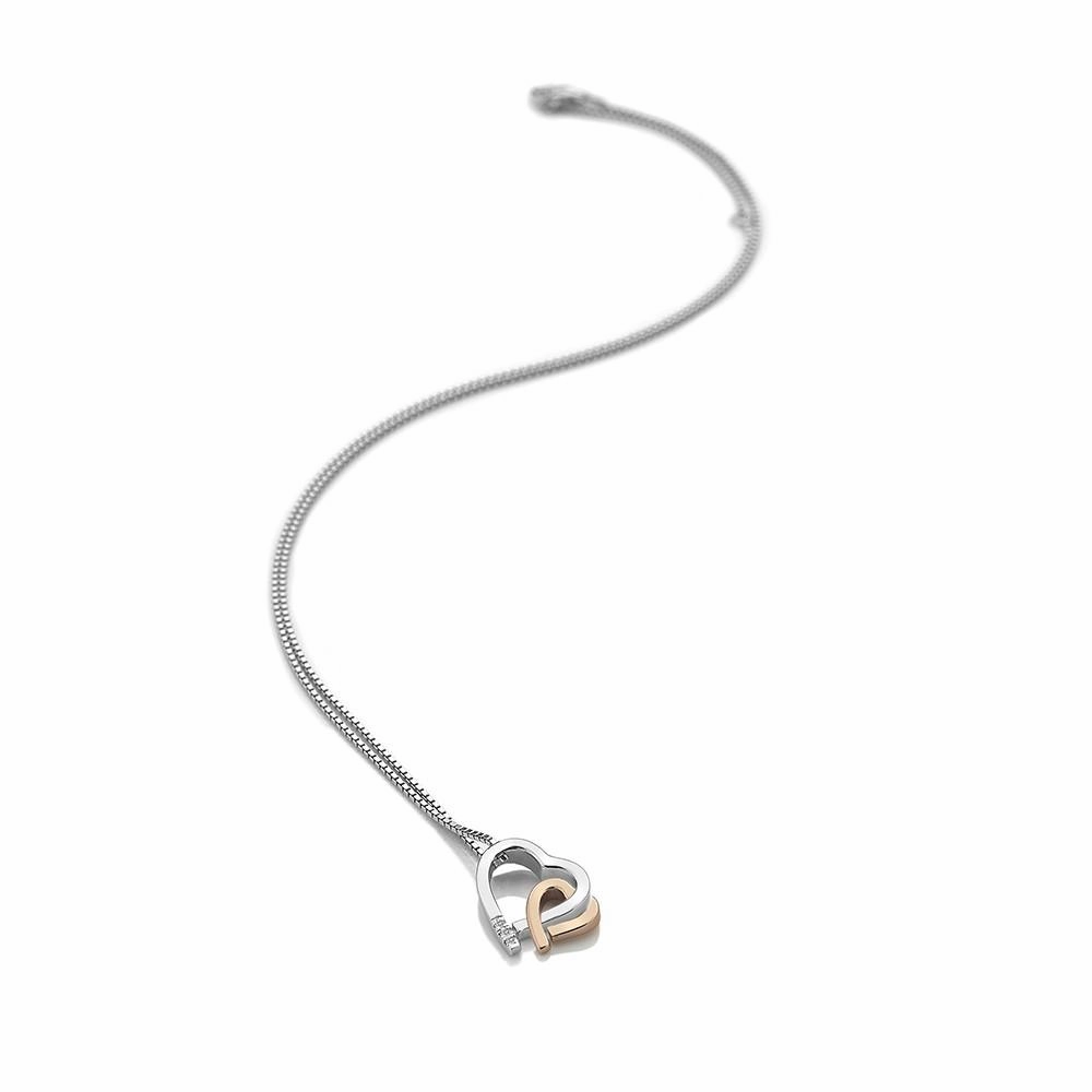 Hot Diamonds Warm Heart Sterling Silver Rose Gold Plated Necklace
