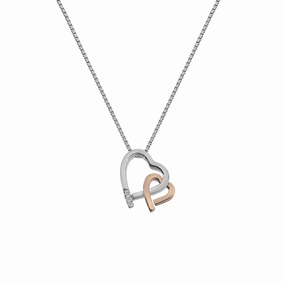 Hot Diamonds Warm Heart Sterling Silver Rose Gold Plated Necklace