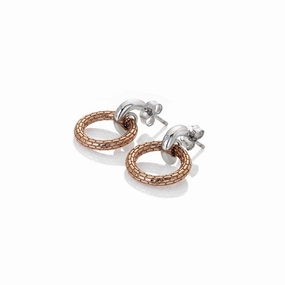 Hot Diamonds Woven Rose Gold Plate and Sterling Silver Drop Earrings D