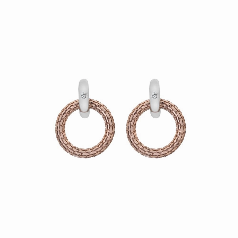Hot Diamonds Woven Rose Gold Plate and Sterling Silver Drop Earrings D