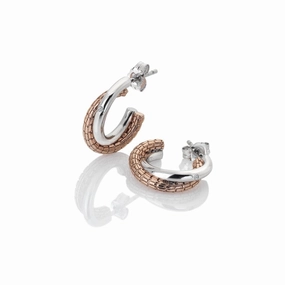Hot Diamonds Woven Sterling Silver Rose Gold Plated Hoop Earrings
