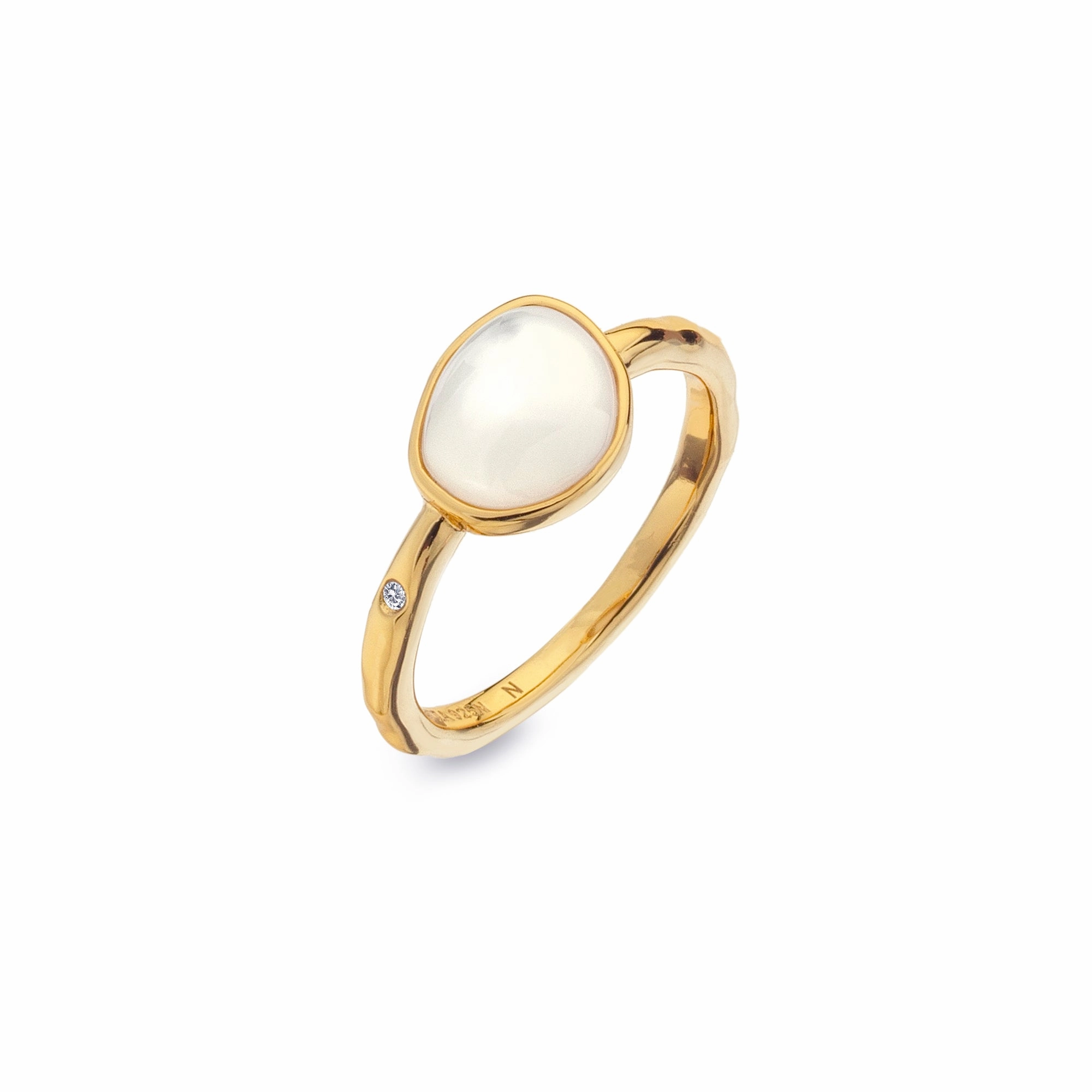 Hot Diamonds x Jac Jossa Calm Gold Plated Sterling Silver Mother of Pearl Ring
