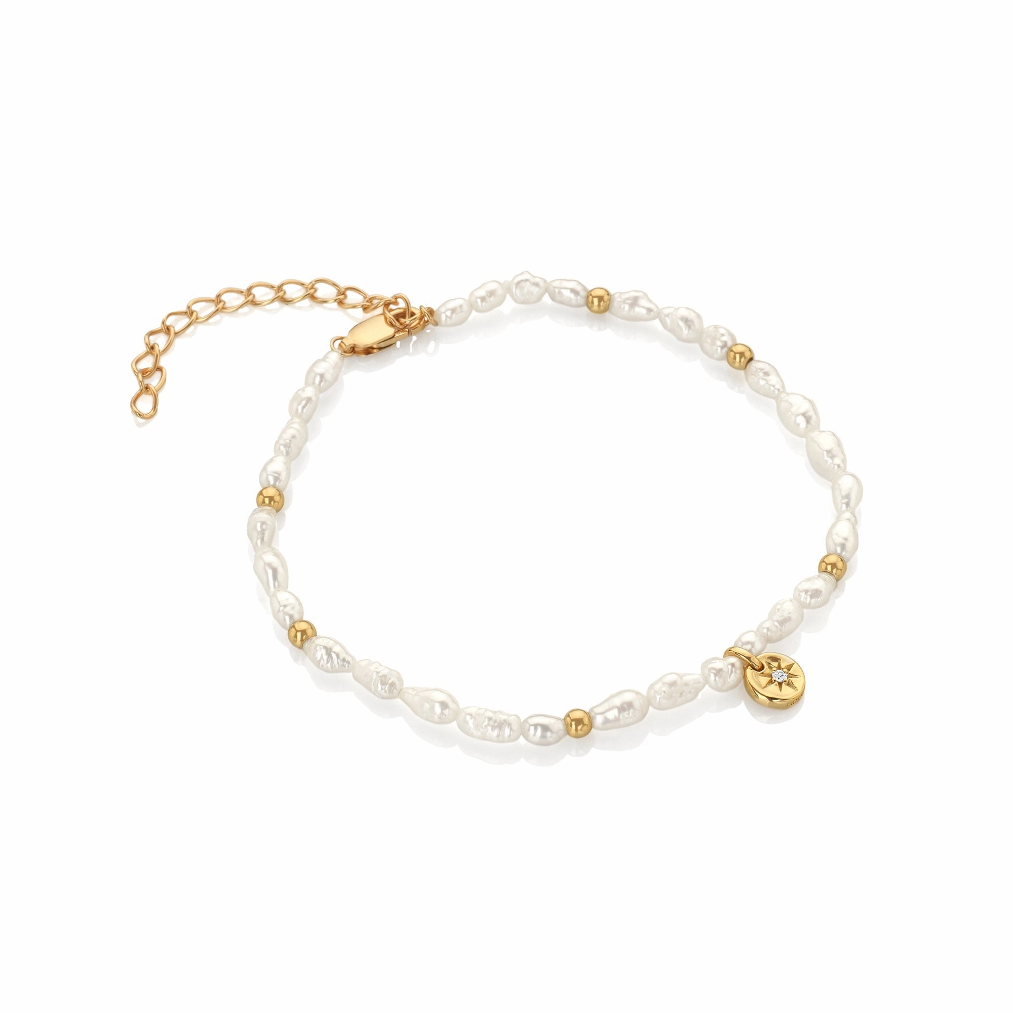 Hot Diamonds x Jac Jossa Calm Gold Plated Sterling Silver Pearl Lunar Bracelet