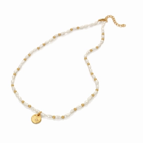 Hot Diamonds x Jac Jossa Calm Gold Plated Sterling Silver Pearl Lunar Necklace