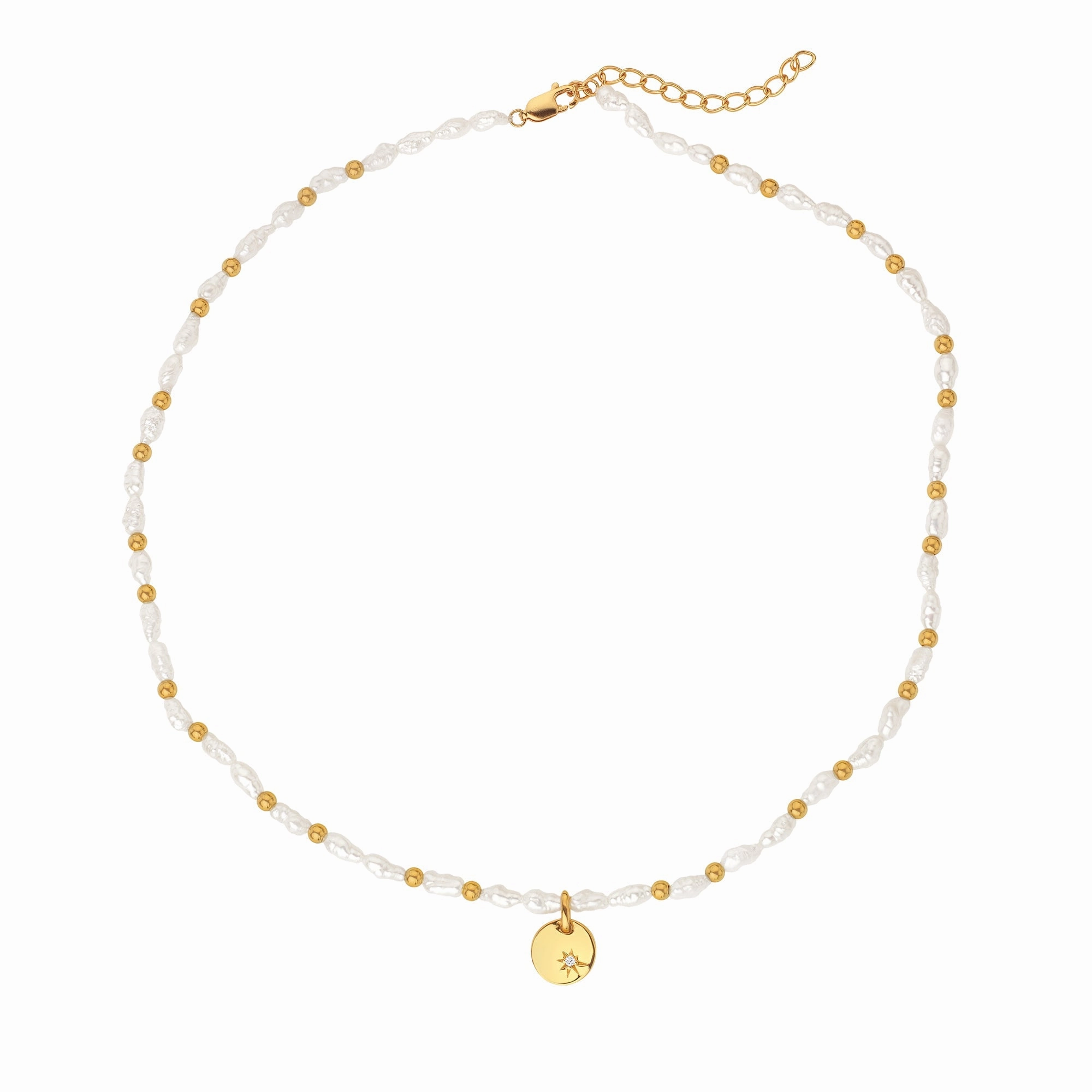 Hot Diamonds x Jac Jossa Calm Gold Plated Sterling Silver Pearl Lunar Necklace