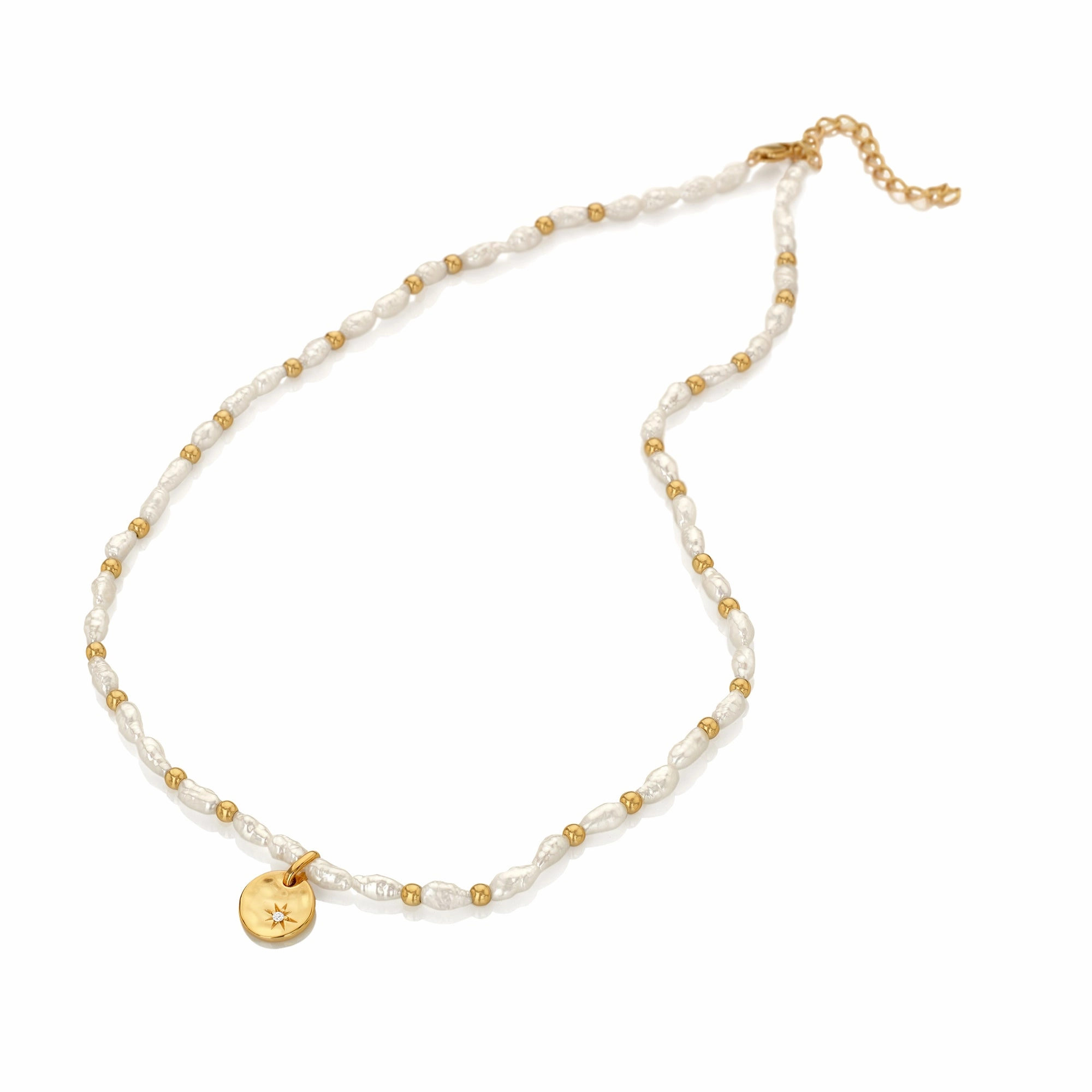 Hot Diamonds x Jac Jossa Calm Gold Plated Sterling Silver Pearl Lunar Necklace