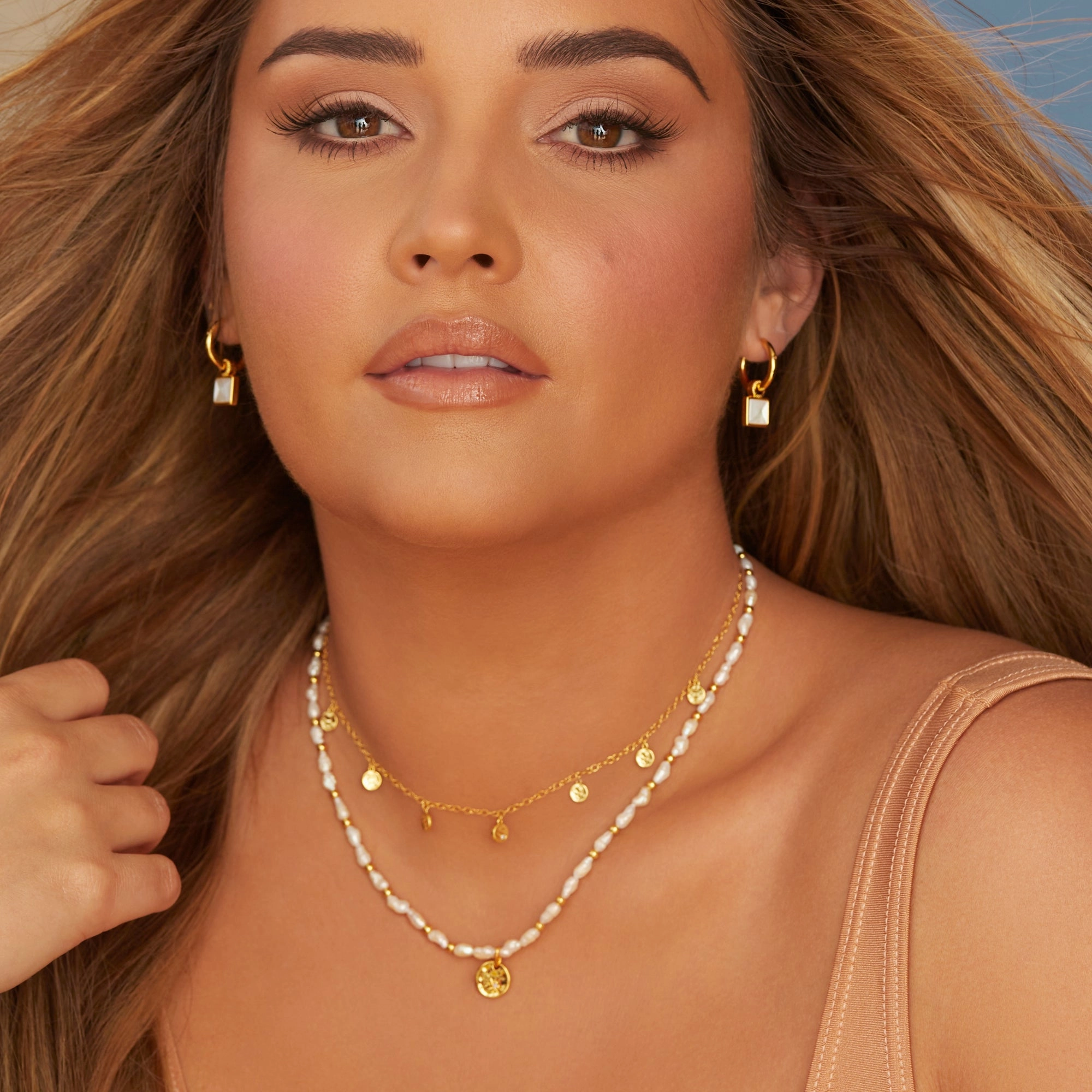 Hot Diamonds x Jac Jossa Calm Gold Plated Sterling Silver Pearl Lunar Necklace