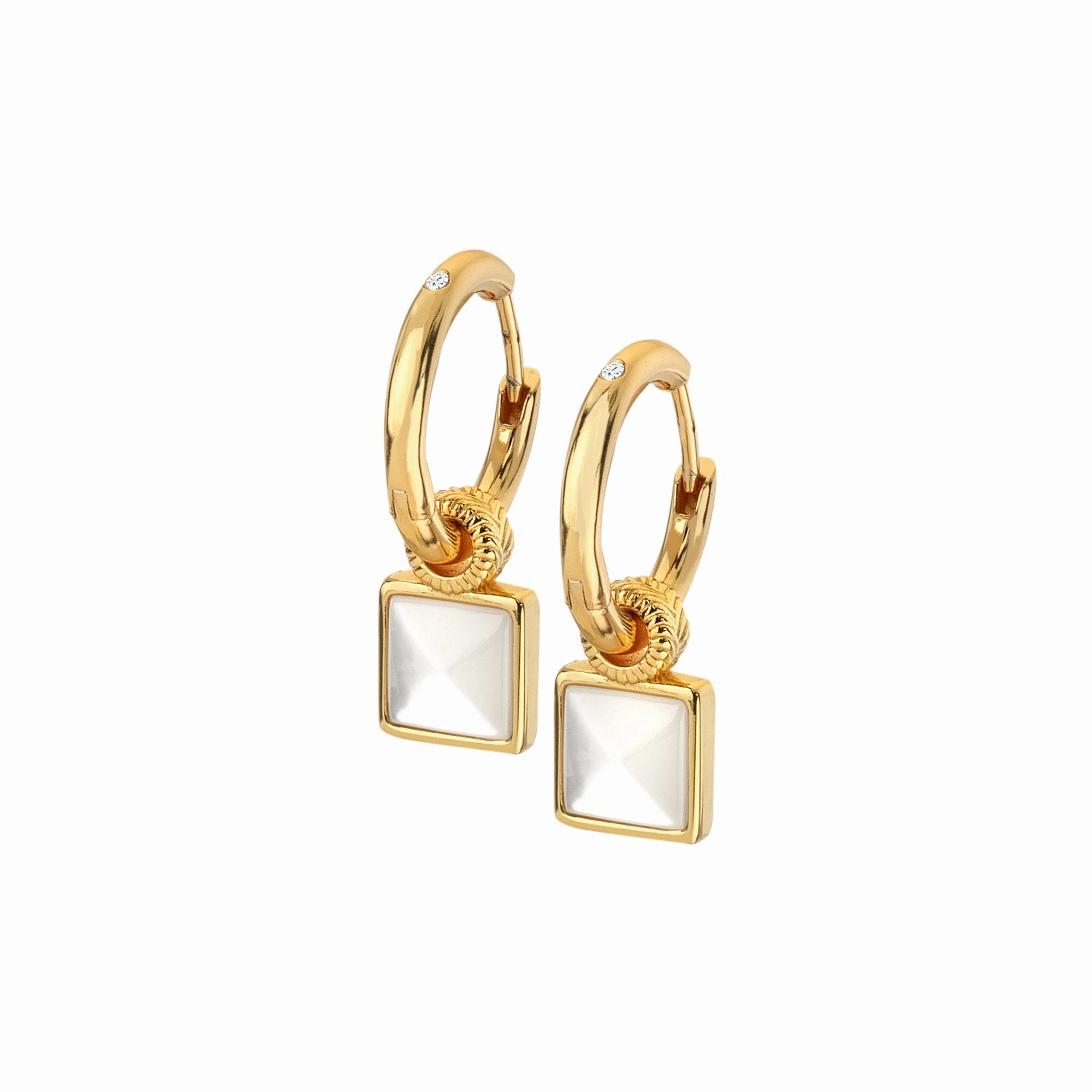 Hot Diamonds x Jac Jossa Calm Gold Plated Sterling Silver Pearl Square Earrings
