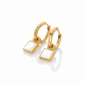 Hot Diamonds x Jac Jossa Calm Gold Plated Sterling Silver Pearl Square Earrings