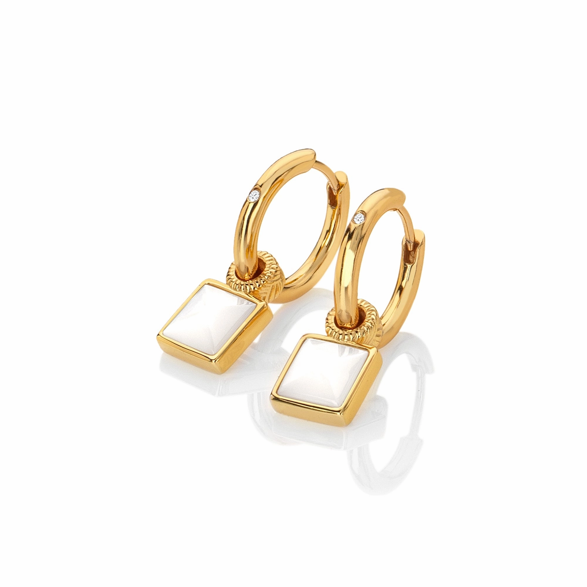 Hot Diamonds x Jac Jossa Calm Gold Plated Sterling Silver Pearl Square Earrings