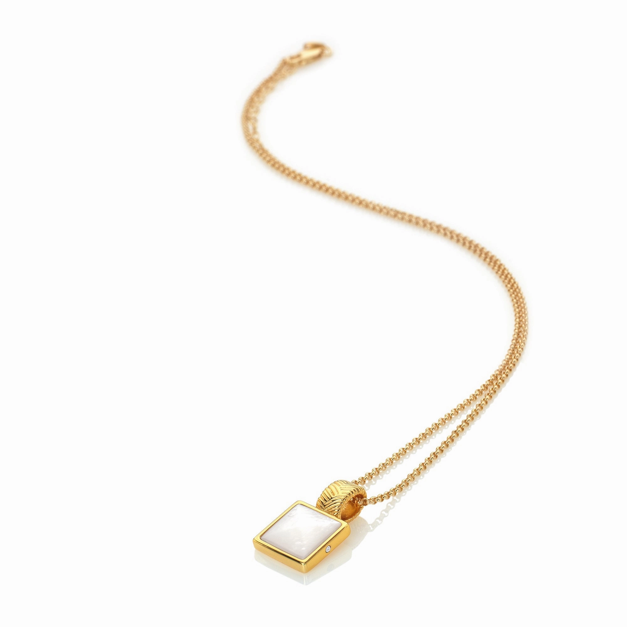 Hot Diamonds x Jac Jossa Calm Gold Plated Sterling Silver Pearl Square Pendant