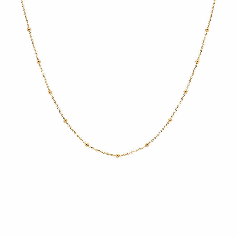 Hot Diamonds x Jac Jossa Embrace Gold Plated Sterling Silver Beaded Cable Chain Necklace 32 - 39cm