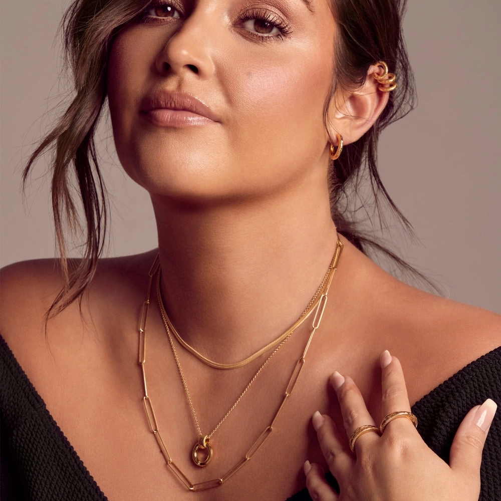 Hot Diamonds x Jac Jossa Embrace Oval Snake Chain Necklace 40 - 45cm