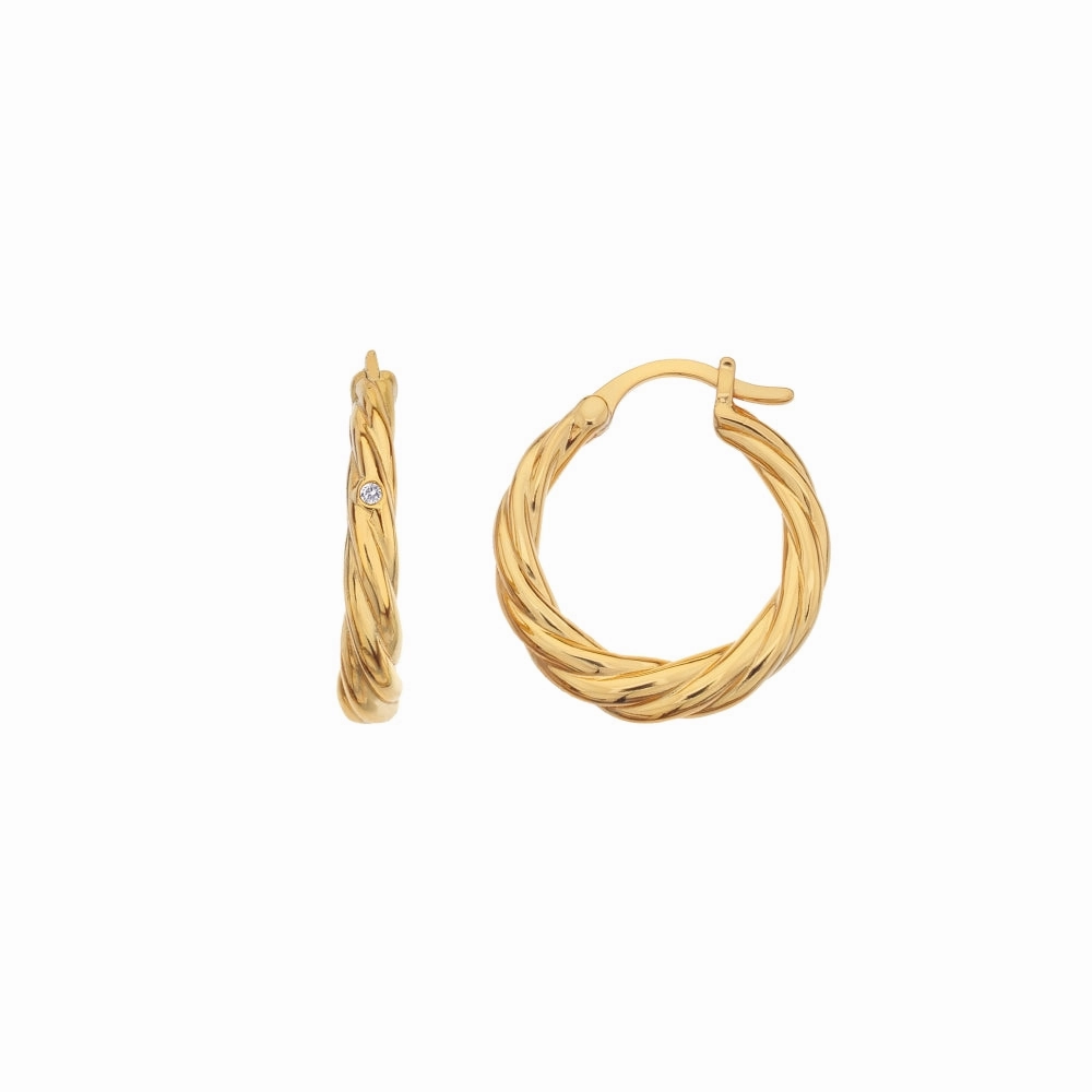 Hot Diamonds x Jac Jossa Entwine Gold Plated Sterling Silver Hoop Earrings