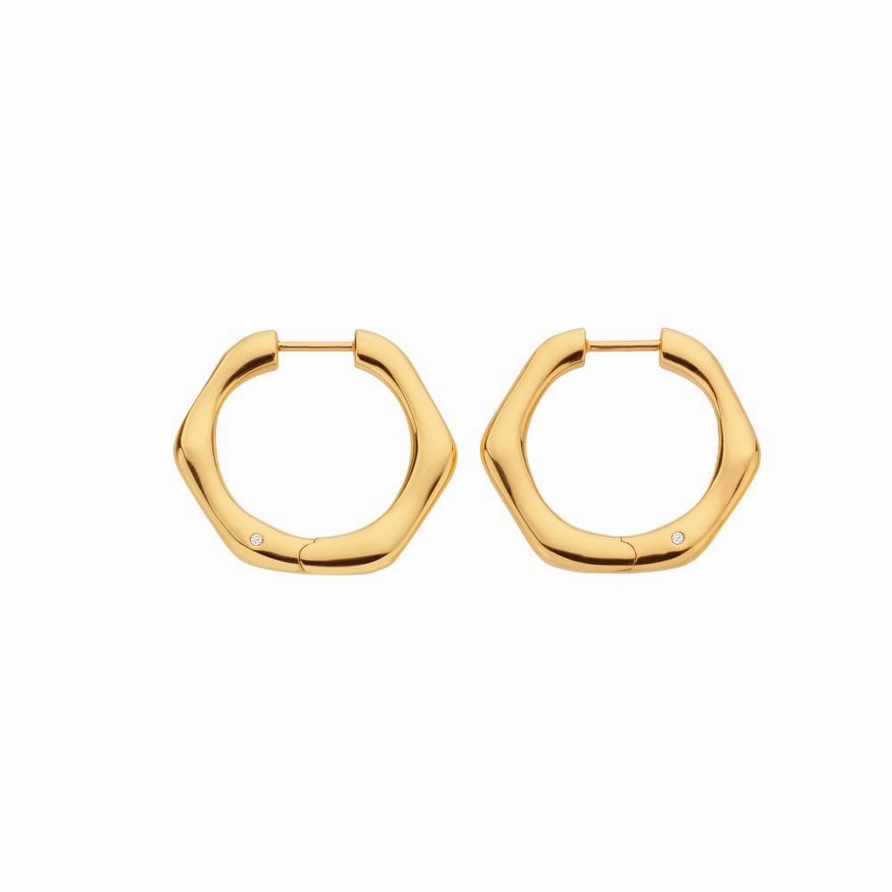 Hot Diamonds x Jac Jossa Fluid Gold Plated Sterling Silver Hoop Earrings