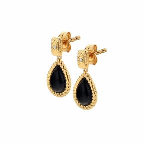 Hot Diamonds x Jac Jossa Gold Plated Sterling Silver Black Onyx Drop Earrings