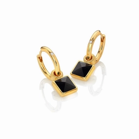 Hot Diamonds x Jac Jossa Gold Plated Sterling Silver Black Onyx Hoop Earrings