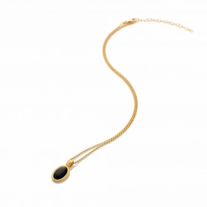 Hot Diamonds x Jac Jossa Gold Plated Sterling Silver Black Onyx Oval Necklace