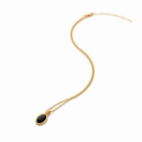 Hot Diamonds x Jac Jossa Gold Plated Sterling Silver Black Onyx Oval Necklace