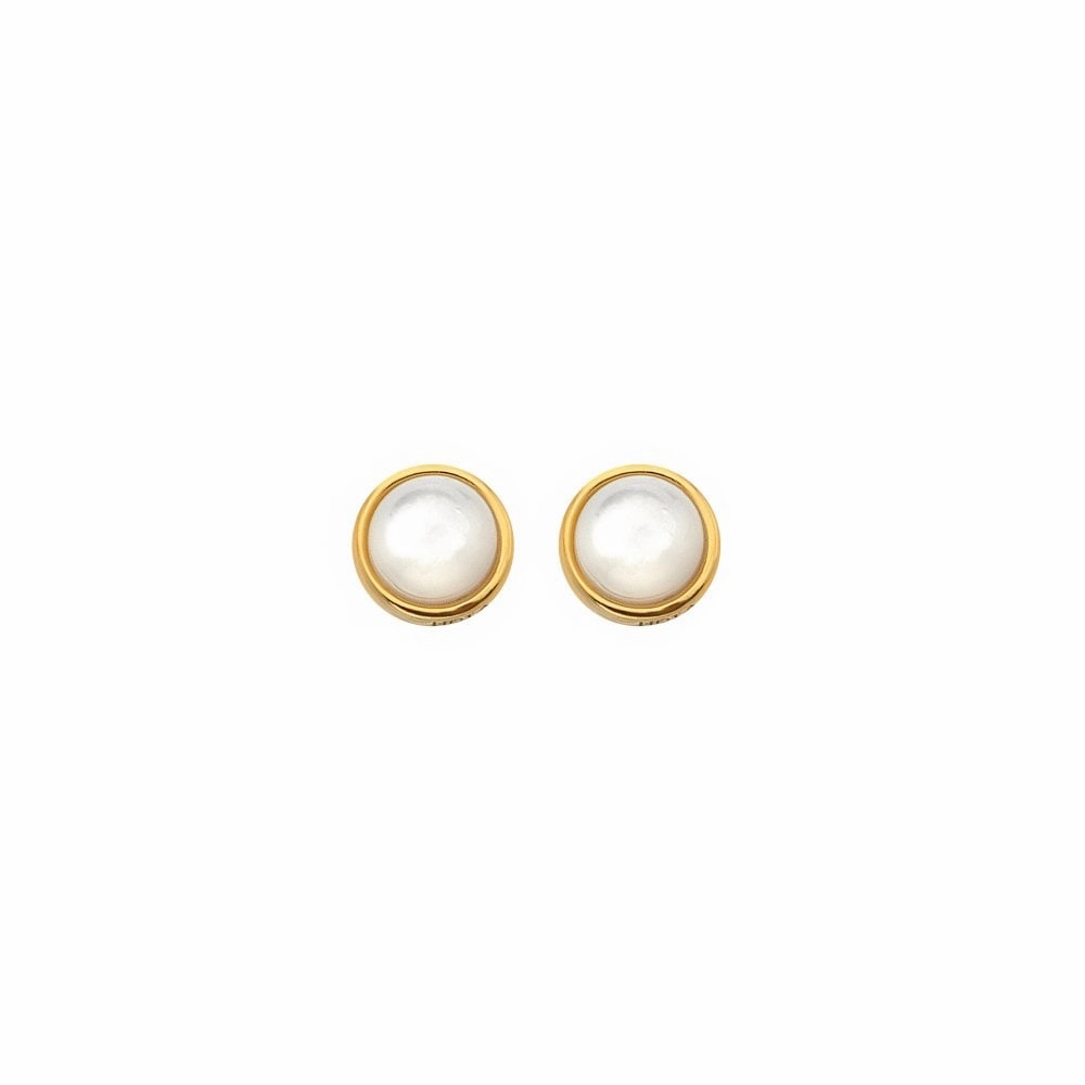 Hot Diamonds x Jac Jossa Gold Plated Sterling Silver Calm Mother Of Pearl Stud Earrings