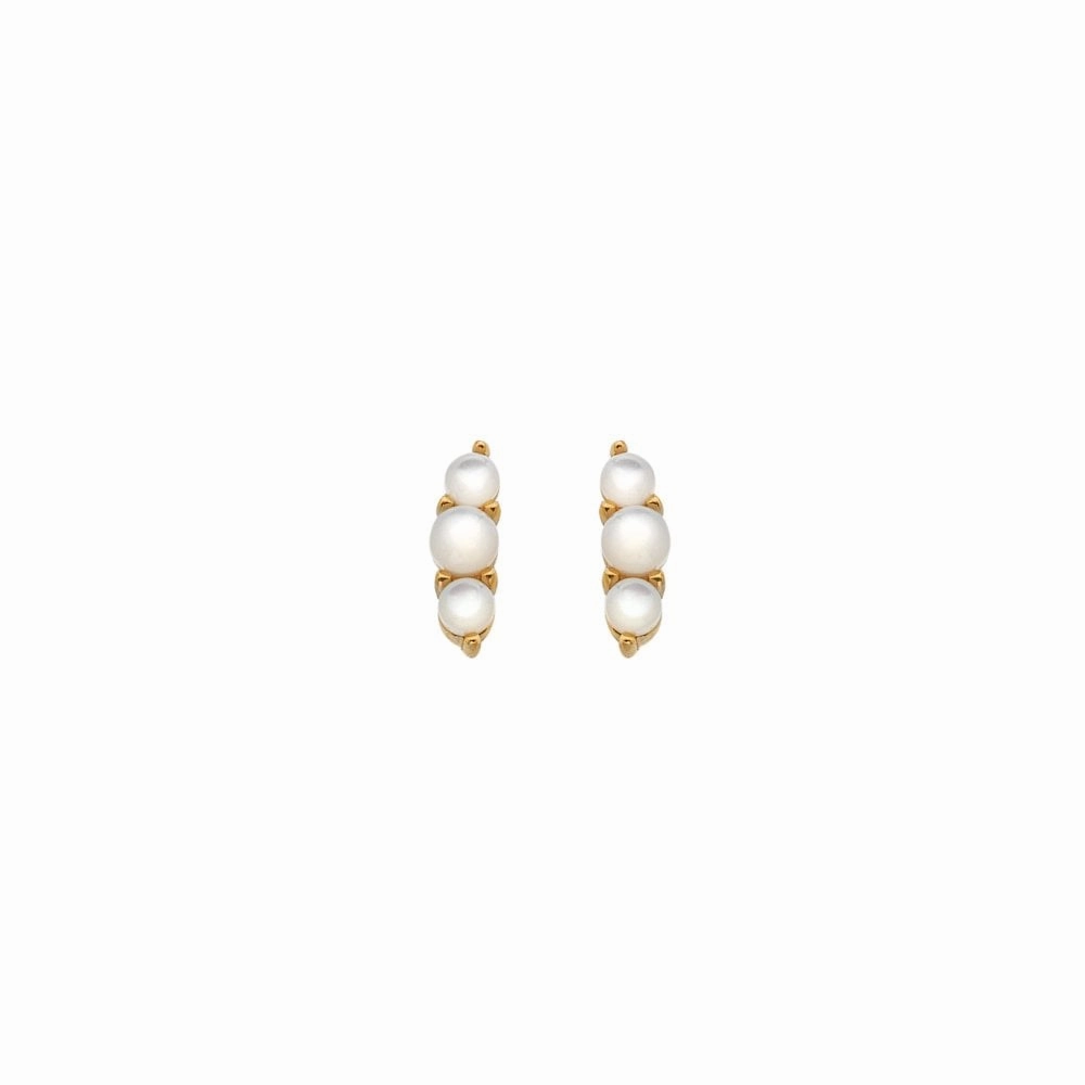Hot Diamonds x Jac Jossa Gold Plated Sterling Silver Calm Mother Of Pearl Trio Stud Earrings